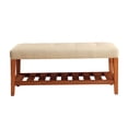 thumbnail image 4 of Xukmct Padded Seat Bench with Bottom Shelf, Upholstered Fabric Bench for Living Room, Bedroom, Beige, 4 of 5