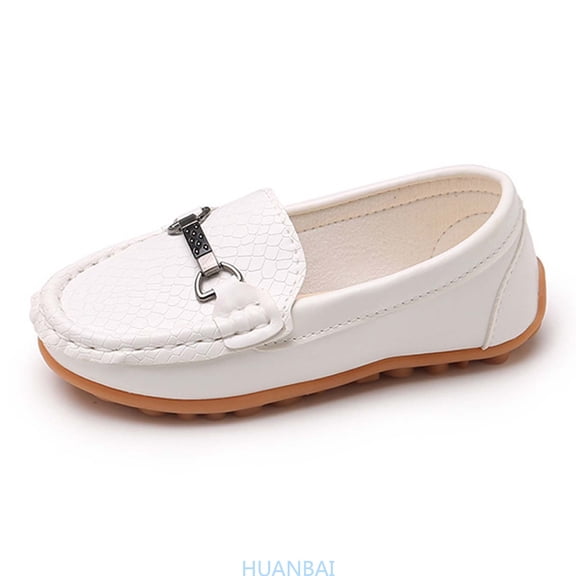 HUANBAI Boys Casual Leather Sneakers For Kids Soft Sole Toddler School Shoes Lightweight Comfortable Everyday Walking ,(10-10.5 Years White) Size ,2