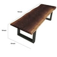 thumbnail image 5 of Benjara Cid Xue 79 Inch Dining Bench, Brown Live Edge Rectangular Top, Black Metal, 5 of 5