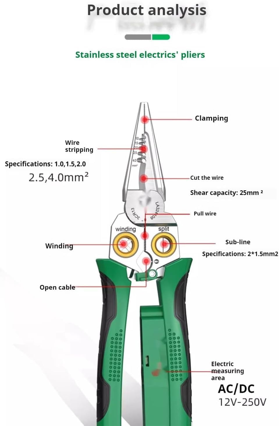 7 in 1 Multi-Function Wire Stripping Pliers, 2024 New Multi-Functional Wire Stripper Scissors, Professional Wire Stripping Tool Electrical Pliers for Stripping Cutting Crimpin