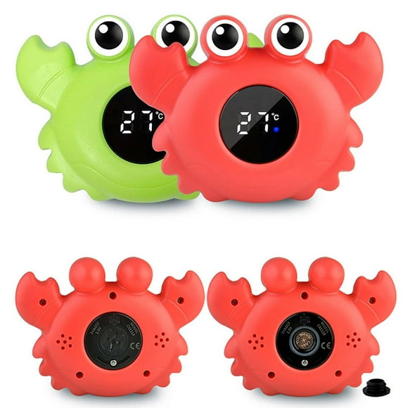 Fiudx Termómetro para Baby Shower, con Forma de Cangrejo, Sensor de Alta Sensibilidad, Resistente Al Agua, Pantalla Led para Lecturas Claras, Baño Seguro, Interacción Entre Padres E Hijos, Juego de 1