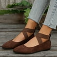 thumbnail image 3 of Women's Comfortable Fashion Ballet Flats Shoes with Elastic Ankle Straps Lightweight Knit Slip On Loafers Brown Size 6.5, 3 of 6