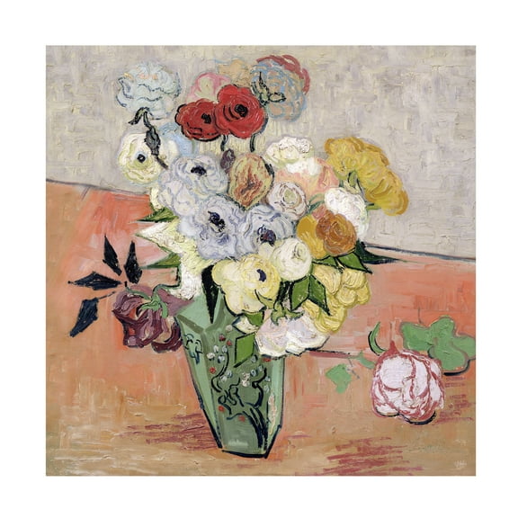 Trademark Fine Art Vincent van Gogh Roses and Anemones, 1890 Canvas Wall Art - 35x35