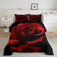 thumbnail image 2 of 3D Rose Floral Down Comforter,Romantic Valentine's Day Comforter Set Women Lovers,Red Rose Flower Bedding,Lovers Red Black Rose Duvet Insert Soft Lightweight, 2 of 6
