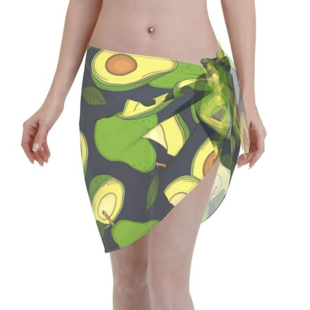 Qekee Fresh Avocado Women s Short Sarongs Cover Ups Sheer Bikini Wraps for Swimwear