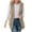 Khaki, variant on Fuzzy Fleece Vest Jacket Womens Solid Casual Tops Sleeveless Hooded Fleece Blanket Jacket With Pocket White