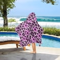 thumbnail image 3 of Yayeee Kids Hooded Towel with Hand Pockets Beach Soft Absorbent Bath Wrap 50 x 23.5 inch, Purple Floral Leopard Pattern, 3 of 5