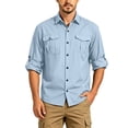 thumbnail image 2 of Men's Quick Dry Long Sleeve Shirt UPF 50+ Sun Protection Lightweight Breathable Fishing Hiking Casual Daily Camping Outdoor Travel Athletic Top with Pockets | TOPLIU,Light Blue M, 2 of 9