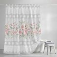 thumbnail image 3 of Pink Flowers Shower Curtains for Bathroom, Grey Vintage Botanical Floral Striped Waterproof Fabric Shower Curtain, Decorative Bathroom Curtain for Bathtub, 36"x72", No Hooks Included, 3 of 9