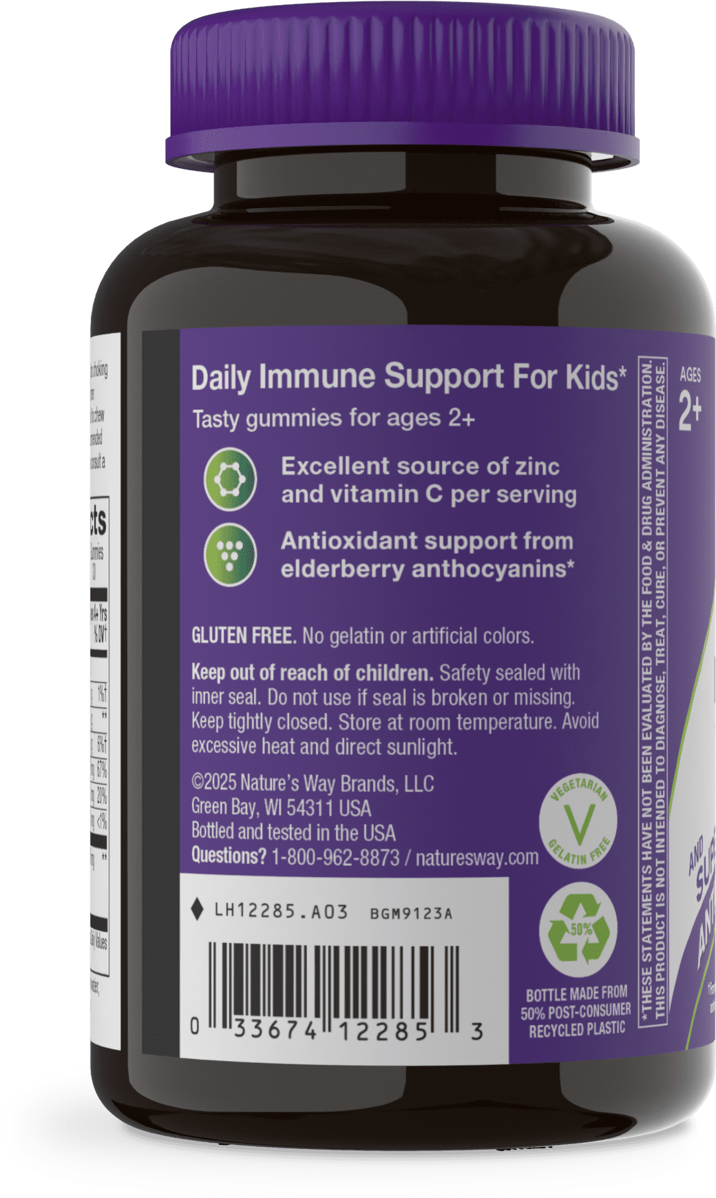 Nature’s Way Sambucus Immune Gummies for Kids, with Elderberry, Vitamin C and Zinc, Unisex, 60 Count