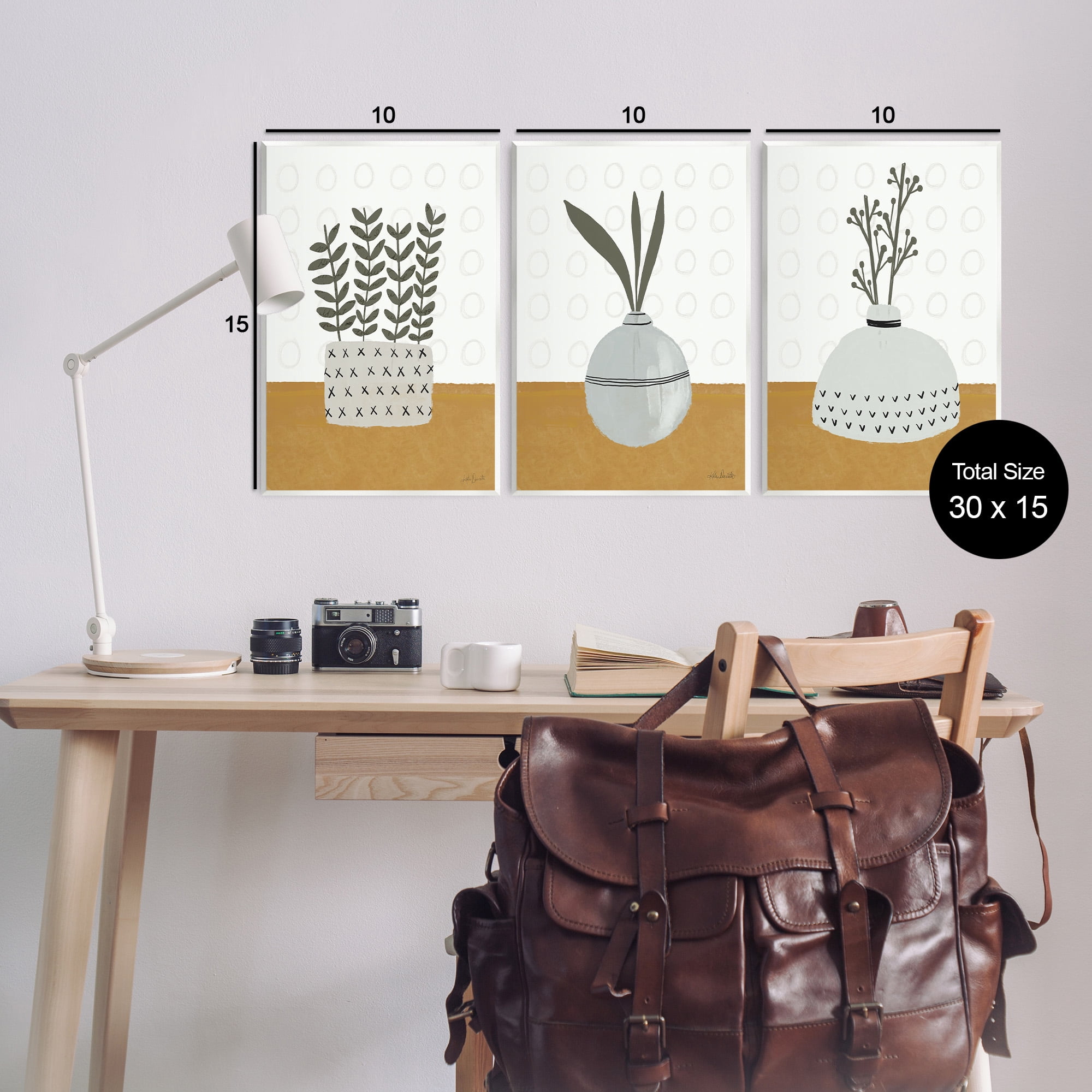 Stupell Industries Contemporary Plant Vases Botanical & Floral Painting Unframed Art Print Wall Art, 13 x 19, Set of 3