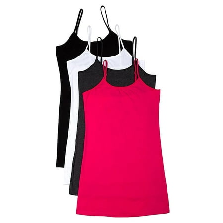 

Essential Basic Women Value Pack Long Camisole Cami - Black White Fuschia HCharcoal 3X