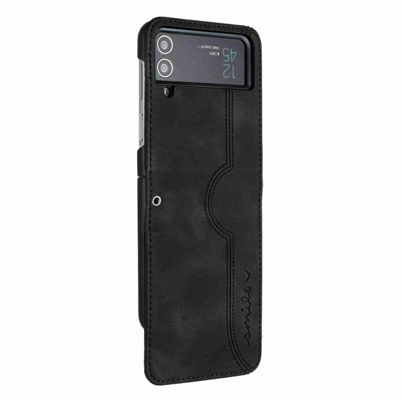 Jiahe Cover for Samsung Galaxy Z Flip 3, Slim Hybrid Shockproof Anti-Scratch Premium Leather Full Body Protection Cover Case, black