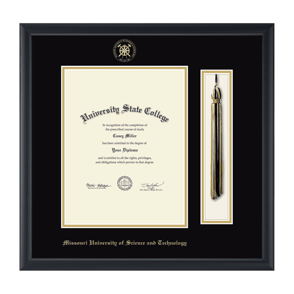 Framerly - MST Tassel Diploma Frame with Black and Gold Mat