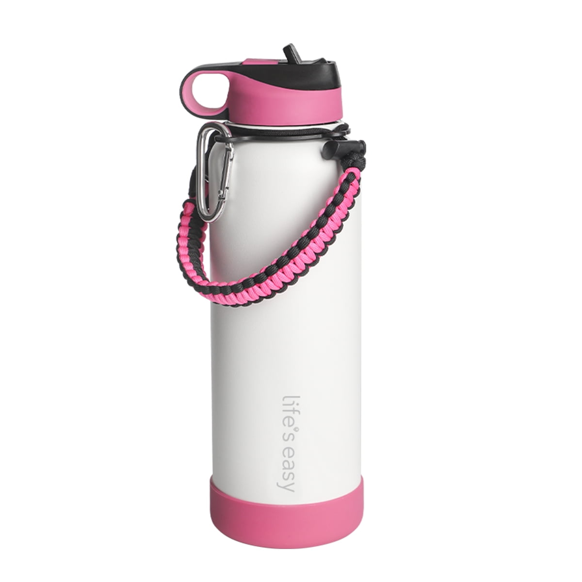  Pink Insulated Water Bottle - Includes 3 Lids (Straw Lid,  Spout/Chug, Carabiner handle), Leak Proof - 32 oz Water Bottles - by  ONEbottle : Sports & Outdoors