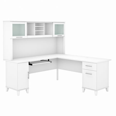 Bush Furniture Somerset 72 L Desk and Hutch with Storage White