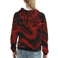 thumbnail image 7 of Fotbe Red Dragon On Black Pattern Womens Long Sleeve Hoodie, Pullover Hooded Sweatshirt, Kangaroo Pocket Hoodie with Eye-catching Drawstrings-X-Large, 7 of 7