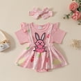 thumbnail image 2 of Onesies Easter Long Sleeves Cartoon Prints Skirts Bowknot Headbands Outfits Baby Onsies Red 0 Months-3 Months, 2 of 7