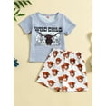 thumbnail image 2 of Bagilaanoe 2pcs Toddler Baby Boy Short Pants Set Short Sleeve Cartoon Letter Print T Shirt Tops + Shorts 6M 12M 18M 24M 3T Kids Casual Summer Outfits, 2 of 9