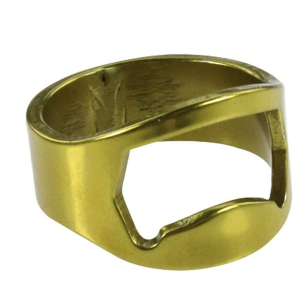 Toystoory Anillo de mano al aire libre portátil Picnic Camping abrebotellas Manual Metal bebida tapa removedor barman restaurante apertura Kits de desorden para acampar Oro