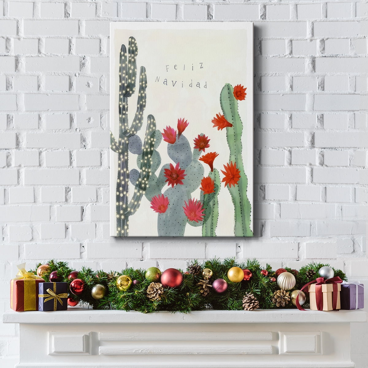 Desert Christmas Cactus II- Gallery Wrapped Canvas