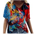 thumbnail image 3 of Tejiojio Women Clothes Clearance Plus Size Women Short Sleeve Printed V-Neck Tops Tee T-Shirt Blouse, 3 of 6