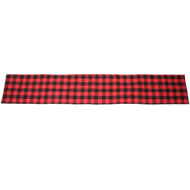 Camino de mesa con estampado de cuadros rojos y negros de 210 x 35 cm, decoración navideña para el hogar