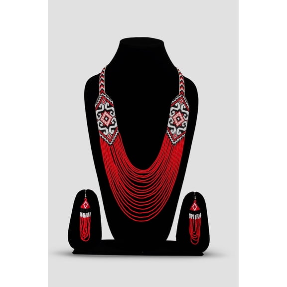 Red Beaded Statement Necklace – Boho Jewelry | Perfect Christmas Gift