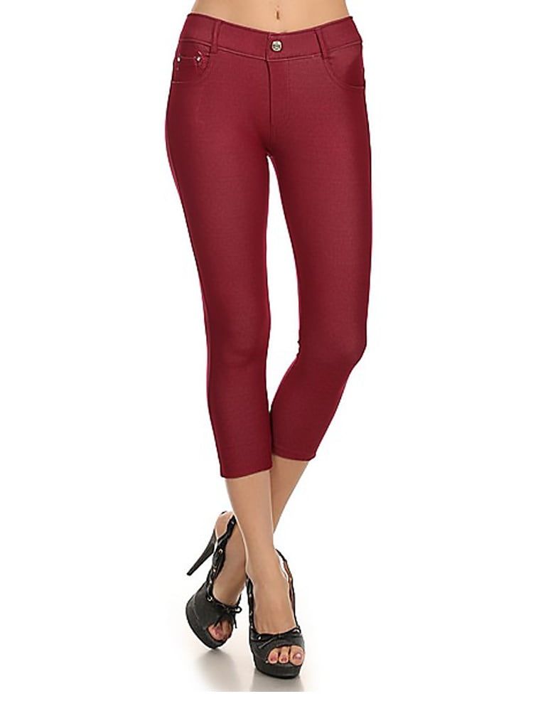 burgundy jeggings walmart