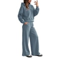 thumbnail image 5 of Yutgune Women's 2 Piece Sweatsuit Casual Fall Long Sleeve Hoodie Loose Wide Leg Sweatpants, 5 of 7