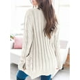 thumbnail image 3 of Women's Cable Knit Cardigan Long Sleeve Open Front Button Down Knitwear Sweater Coat, 3 of 4