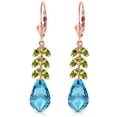 thumbnail image 2 of Galaxy Gold 14K Rose Gold 11.2 Carat Natural Peridot and Blue Topaz Dangle Earrings - August Birthstone - Abundance & Joy - Fine Jewelry for Women, 2 of 3