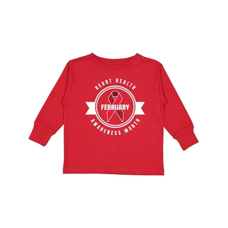 

Inktastic Heart Health Awareness Month February with Red Ribbon Badge Boys or Girls Long Sleeve Toddler T-Shirt