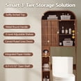 thumbnail image 5 of YOCWO Arched Over The Toilet Storage Cabinet with Carved Fluted Line, Storage Cabinet Over Toilet with 2 Doors and Open Shelf, Home Space Saver for Bathroom Laundry Room Living Room, Walnut, 5 of 9