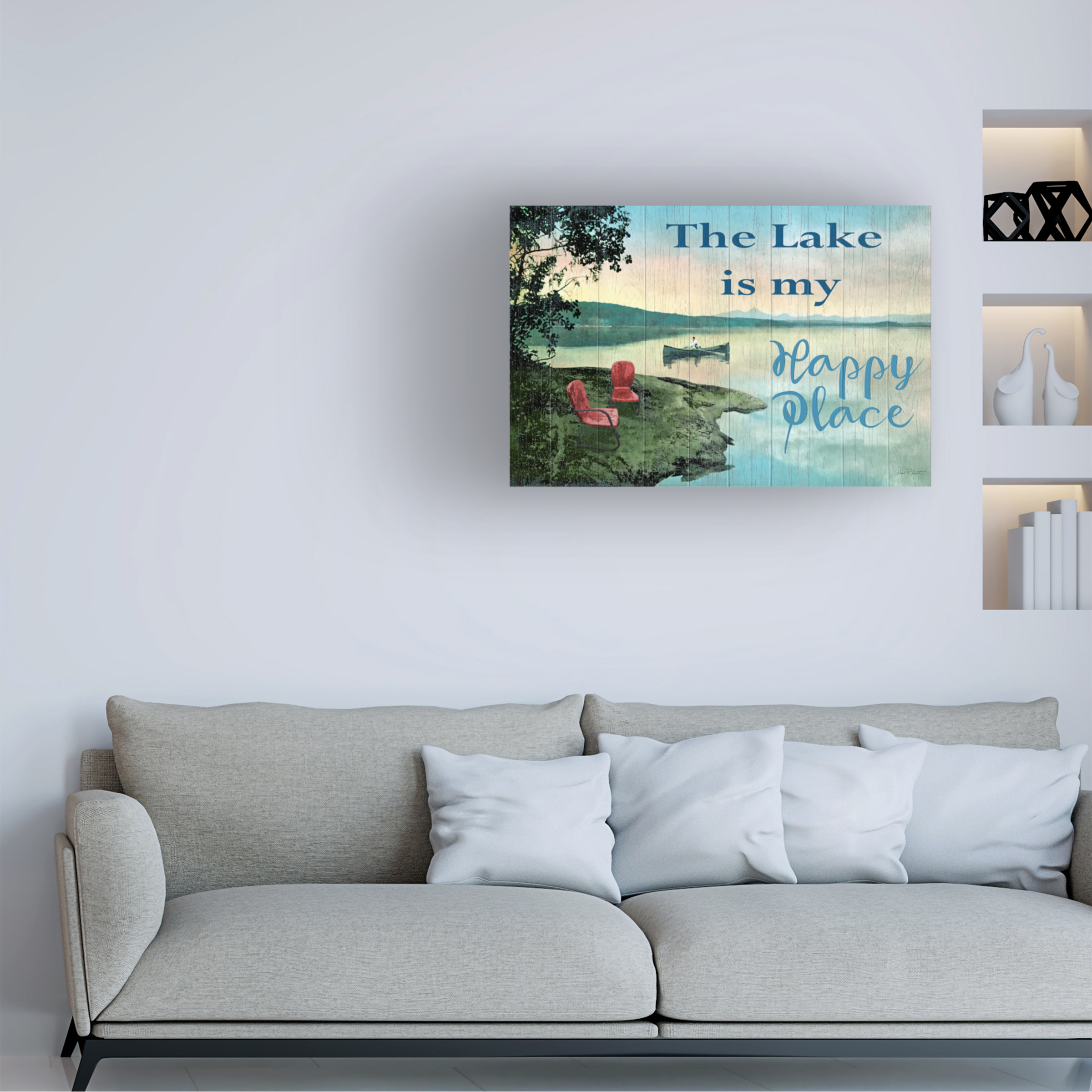 Trademark Fine Art 'The Lake Is My Happy Place' Canvas Art by Jean Plout