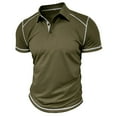 thumbnail image 5 of Mens Polos Tops Button Down Solid Color Striped Short Sleeve Mens Formal Shirts,Green,S, 5 of 5