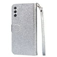 thumbnail image 3 of SaniMore for Samsung Galaxy S23 PU Leather Case, Magnetic Closure Flip Zipper Wallet Glitter Cover with Wrist Strap Card Slot & Kickstand Shockproof Protective Shell for Girls Ladies, Silver, 3 of 6