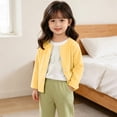 thumbnail image 4 of FRSASU Girls Classic Crew Neck Button Long Sleeve Soft Knit Cardigan Sweater Breathable Stretchy School Outfit Size 6M-4T Yellow, 4 of 9