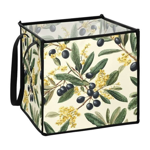 Home Organizer Foldable Fabric Storage Bin With Handle Black Olives