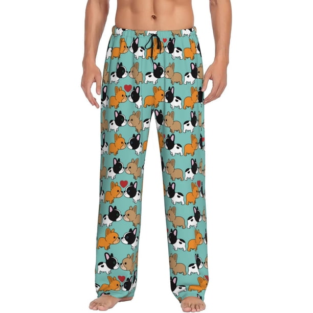 Balery Cute French Bulldog Pantalones de pijama para hombre, pijama ultraligero, pantalón de descanso-Medium