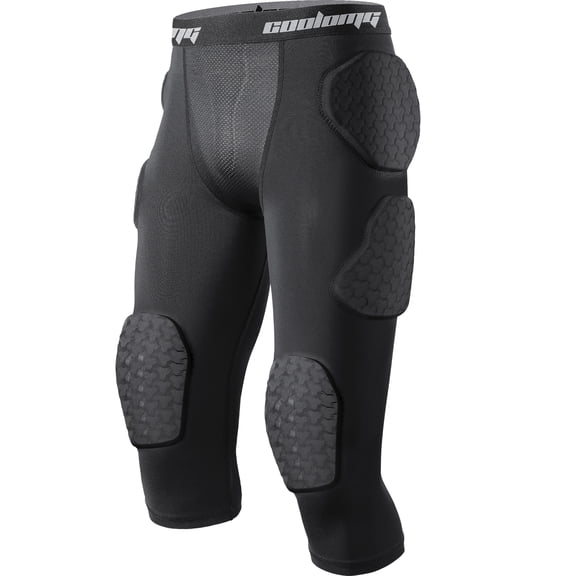 Coolomg Youth Boys Football Girdle Padded Shorts/Leggings with Crotch Pocket,Integrated Hip,Tailbone,Thigh Pads Girdles