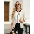 thumbnail image 6 of Womens Dressy V Neck Color Block Business Casual Blouses Long Sleeve Work Shirts Fall Trendy Clothes White S, 6 of 8