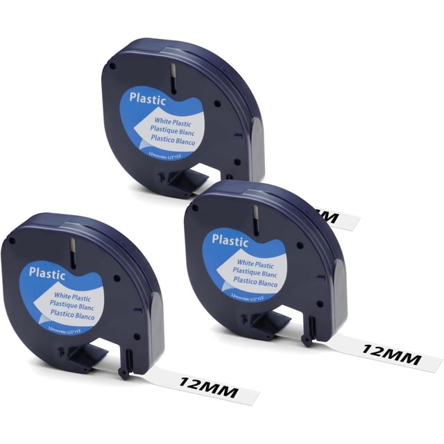 Pieces Plastic Labels - 12 mm x 4 m - Label Tape - Suitable for Dymo LetraTag Label Printer - Black on White