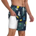 thumbnail image 2 of Balery Space and Animals Mens Swim Trunks Swim Shorts for Men Quick Dry Inseam Beach Shorts with Compression Liner Pocket-Medium, 2 of 9