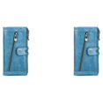 thumbnail image 4 of Jumpingount Cartera de mujer Cremallera Color sólido Rectangular Carpeta de fotos Compartimiento de efectivo Monedero Notecase Regalo de Azul claro 2Conjunto, 4 of 6