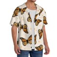 thumbnail image 2 of PAYOHTO Monarch Butterflies Mens Hawaiian Casual Short-sleeved Shirt Tropical Summer Beach Button Down Shirts, 2 of 7