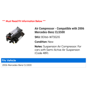 Air Compressor - Compatible with 2006 Mercedes-Benz CLS500