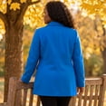 thumbnail image 5 of Agnes Orinda Women's Plus Size Notched Lapel Double Breasted Long Coat for Stylish Winter Wear 1X Royal Blue, 5 of 7