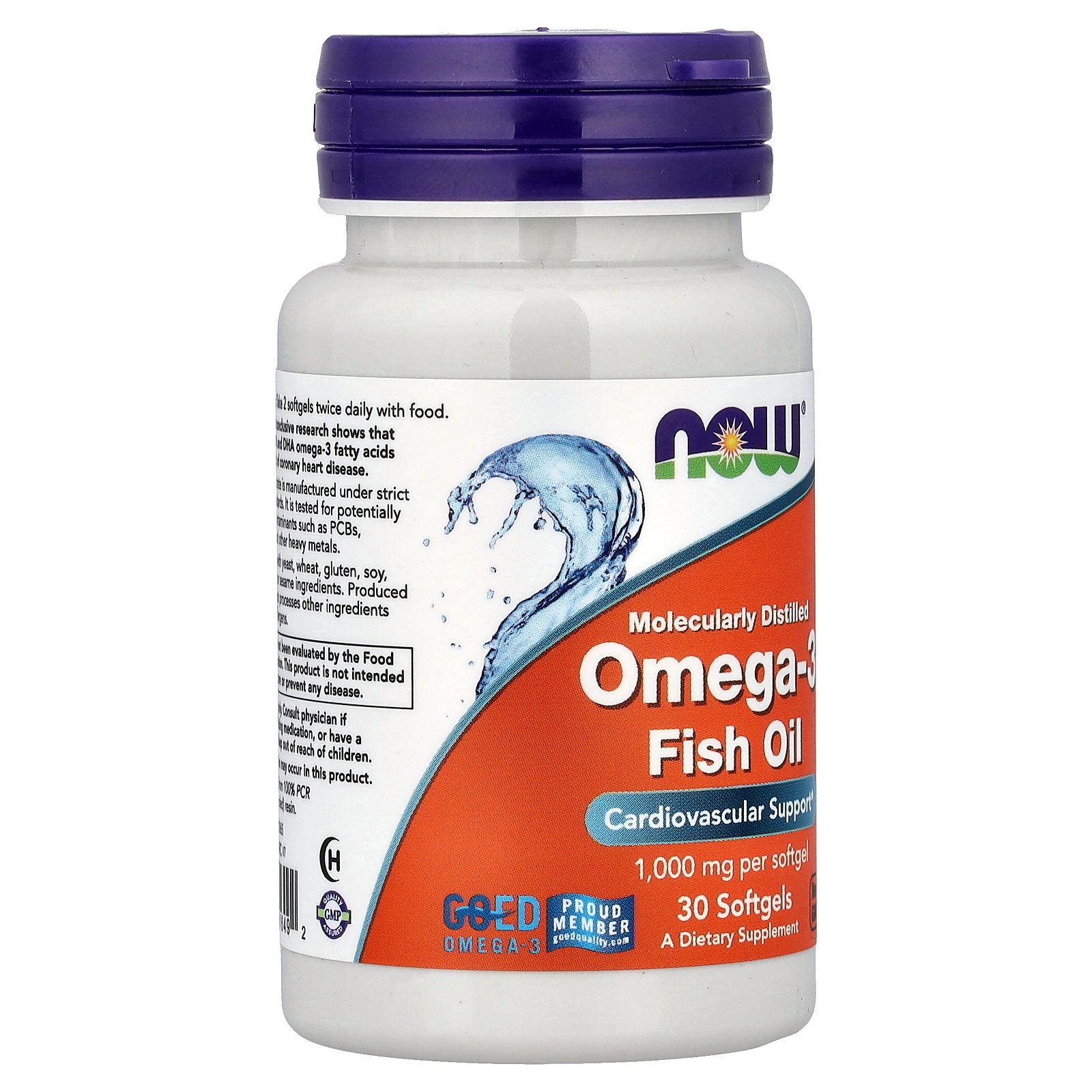 NOW Molecularly Distilled Omega-3 Softgels  1000 Mg  90 Ct