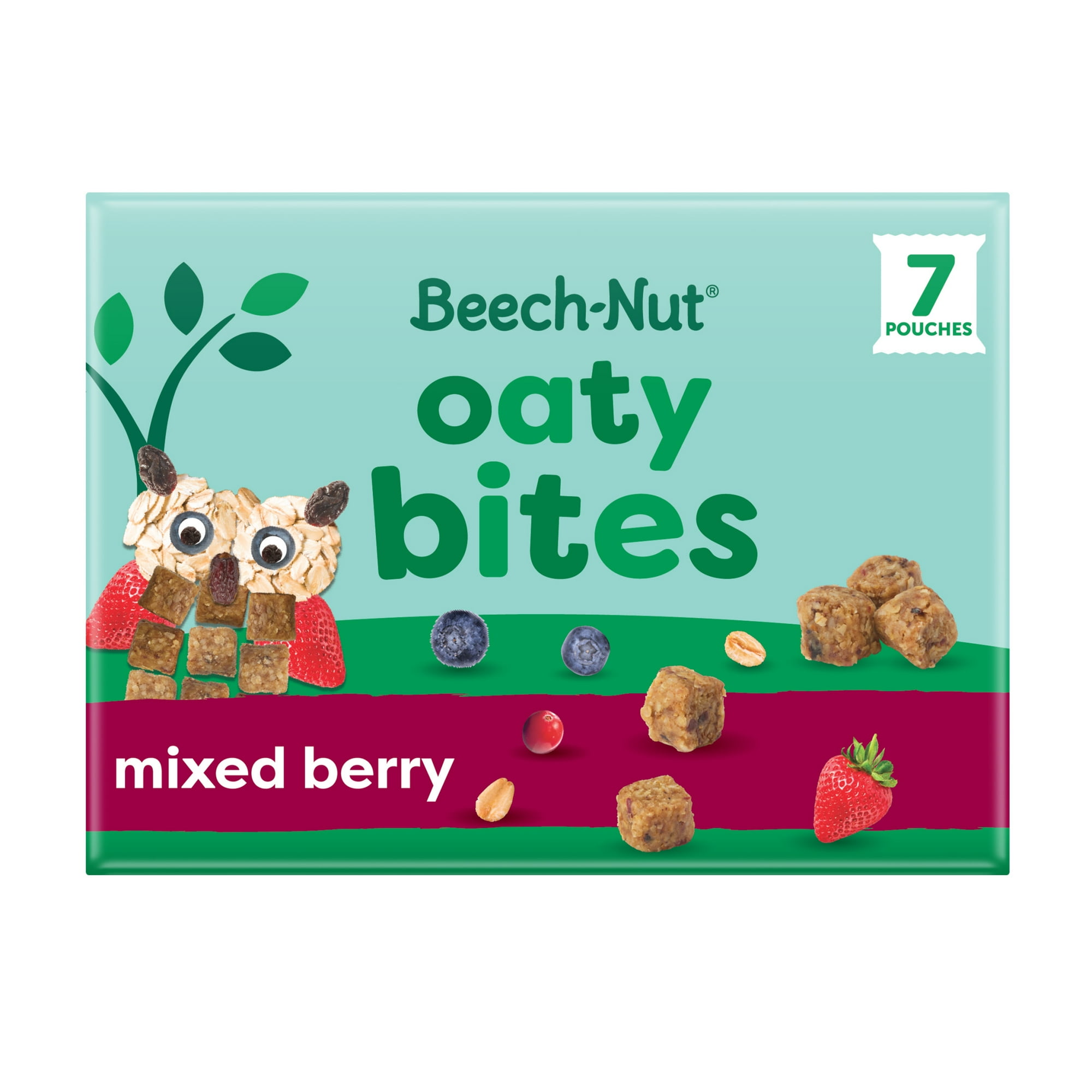Beech-Nut Oaty Bites with Fruit & Whole Grains, Mixed Berry Toddler Snack Bites, 7 Packs